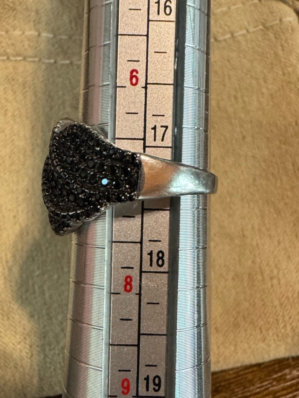 Black Pavé Knot Ring 925 Sterling Silver CZ Statement Ring Size 8 - Picture 8 of 8